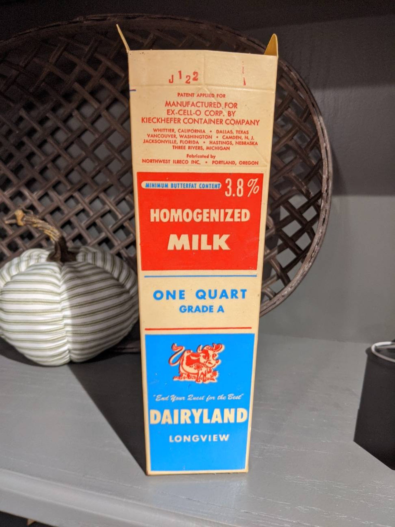 NOS 1950's Dairyland Jersey Milk Waxed Milk Carton or Etsy