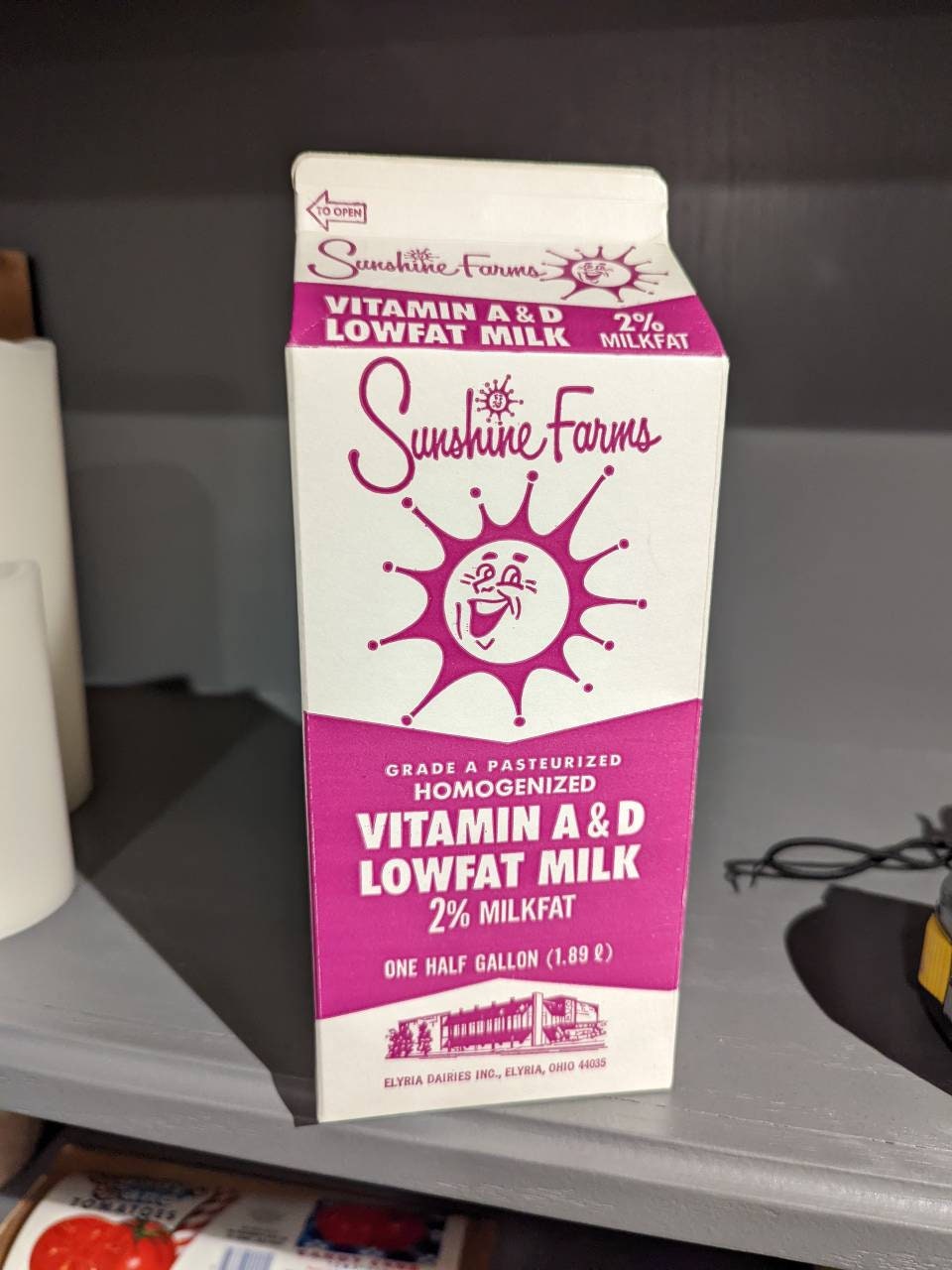 milkさん NOS 1980's Sunshine Farms Dairy Milk Waxed Milk Carton or