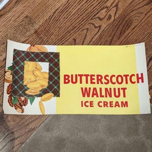 1960&#39;s Butterscotch Walnut Ice Cream Poster Sign Poster Original Vintage  - Old Soda Fountain
