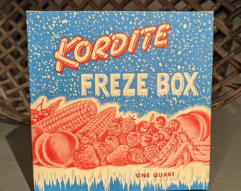 Vintage Pair Kordite Quart Freezer Boxes New Old Stock Never Used