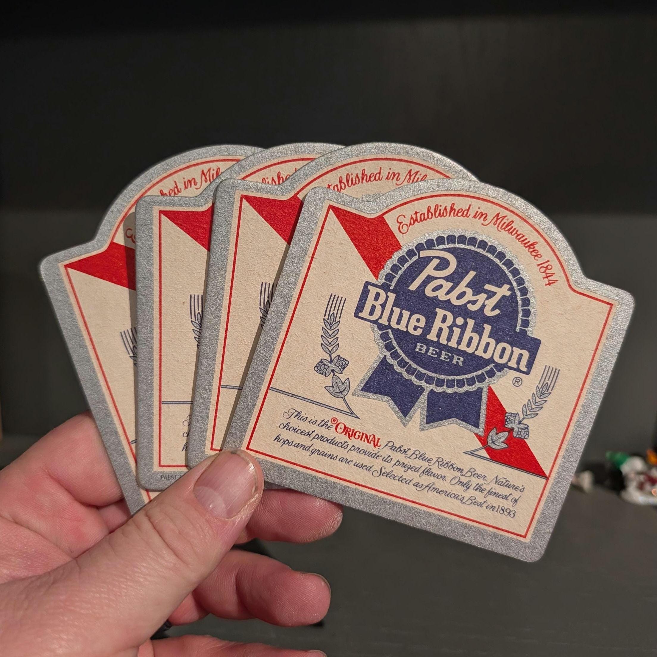 Original 1980s 90s Pabst Blue Ribbon Beer Coasters - Set of 4 - Etsy