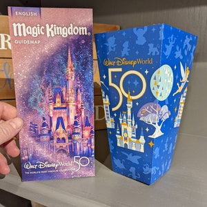 2021 Disney World Magic Kingdom 50th Anniversary Popcorn Box w/ Bonus Map