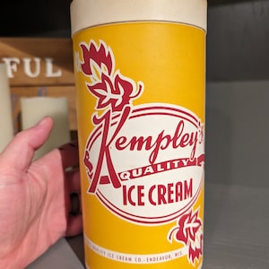 1940s Kemply's Ice Cream Half Gallon Cardboard Container - Old & Original Vintage