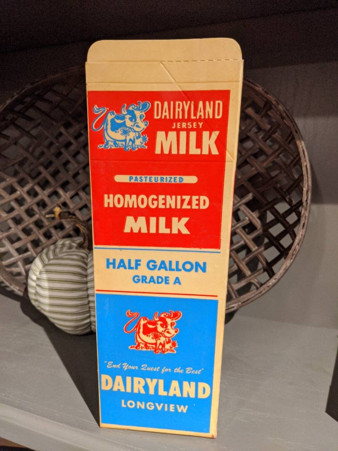 NOS 1950's Dairyland Jersey Milk Waxed Milk Carton or Etsy