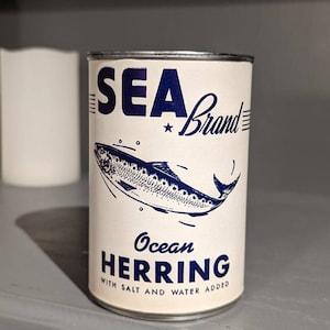 1940&#39;s/50&#39;s Sea Brand Herring  old can label on can - Jonesport Maine