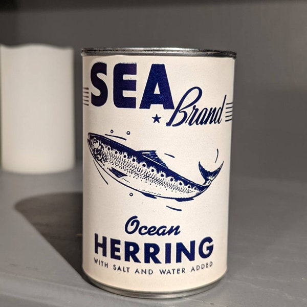1940's/50's Sea Brand Herring  old can label on can - Jonesport Maine