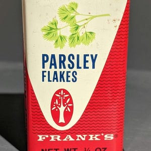 1960er Old & Original Franks Petersilienflocken Gewürz Gewürzdose aus Metall