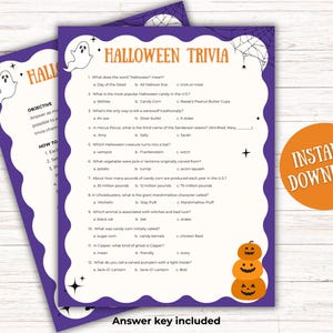 Printable Halloween Party Game, Halloween Trivia, Instant Download Trivia Game, Fall Party Activity, Halloween Games for Kids, Teen Games