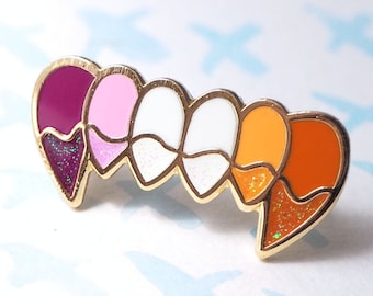 Lesbian fang pin, lesbian enamel pin, LGBTQ pride, lesbian flag, sapphic jewelry