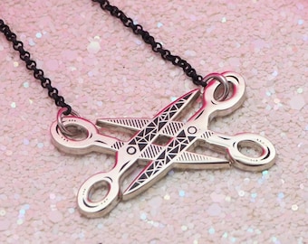 Scissors scissoring necklace | queer jewelry, lesbian necklace, queer owned shops, nonbinary necklace, scissoring necklace, trans artist