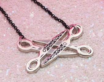 Scissors scissoring necklace, lesbian queer sapphic jewelry, gold or silver