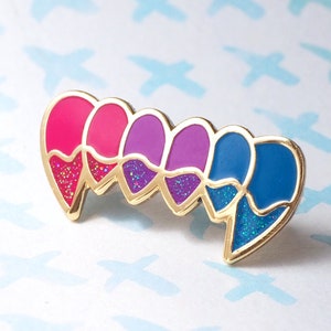 Bi fang, bisexual pride pin, bisexual flag, queer jewelry enamel pin, LGBTQ pride pin