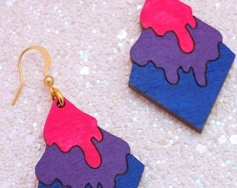 BISEXUAL PRIDE overflow earring | pride jewelry, queer owned shops, bi pride, bi fashion, lgbtq gift, queer artist, bisexual earring