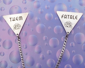 THEM FATALE silver collar chains- queer sweater clips, themme femme