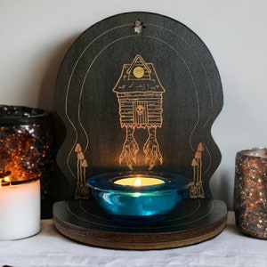 Baba Yaga altar piece + wall shelf, forest witch, handmade, gothic decor, tealight candle holder