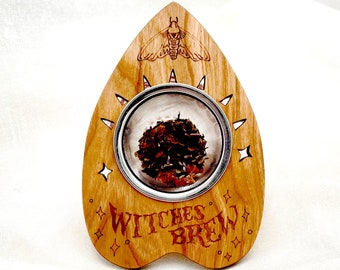 Witches Brew tea strainer, loose leaf tea brewer, queer kitchen witch gift, planchette