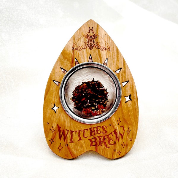 Witches Brew tea strainer, loose leaf tea brewer, queer kitchen witch gift, planchette