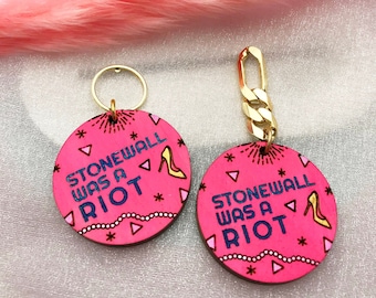 STONEWALL WAS A RIOT earring, queer liberation, trans pride, queer jewelry, queer fashion, queer earrings, trans rights, t4t, queer business