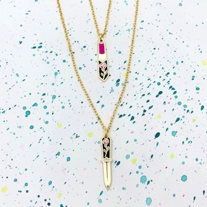 lipstick + dagger necklace- nonbinary queer femme jewelry