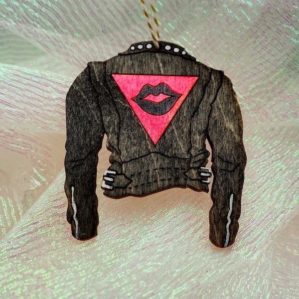 QUEER MOTO JACKET ornament / wall decor ||  queer pride • moto ornament • handmade queer art • pastel goth • femme gifts • leather pride