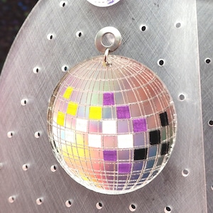 Nonbinary pride earring, disco ball earring, queer party, flagging, cute pride merch, LGBTQ enby, subtle pride jewelry, queer stud, handmade