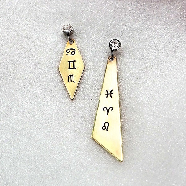 BIG 3 Customizable zodiac earrings with sun, moon, rising signs: sold as SINGLES | astrology jewelry, cubic zirconia studs