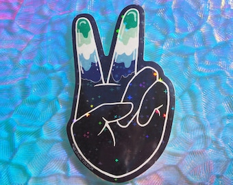 Gay Men's Pride-sticker met vredesteken | Holografisch vinyl