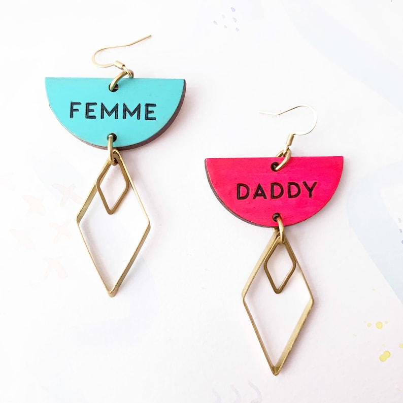 FEMME DADDY Earrings Sold as Singles Handpainted With Etsy