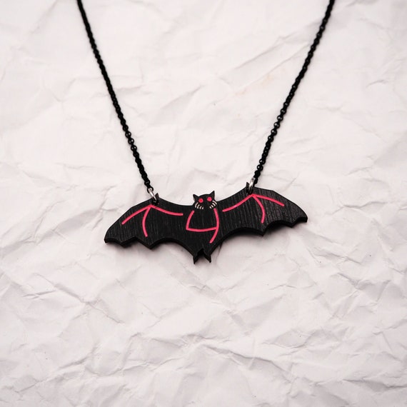 T4T bat necklace: handmade trans queer goth jewelry
