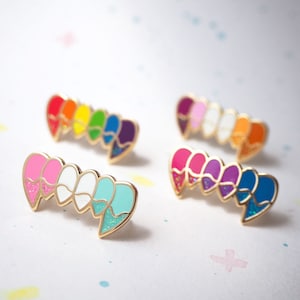 Lesbian fang pin, lesbian enamel pin, LGBTQ pride, lesbian flag, sapphic jewelry image 3
