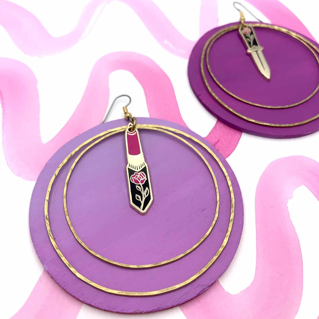 Lipstick Dagger Hoop Earring Sold as Singles Queer Etsy New Zealand