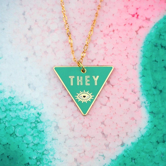 Vivid Pronoun Necklace They/them, She/her, He/him Trans, Nonbinary,  Genderfluid, Genderqueer Pronoun Jewelry - Etsy