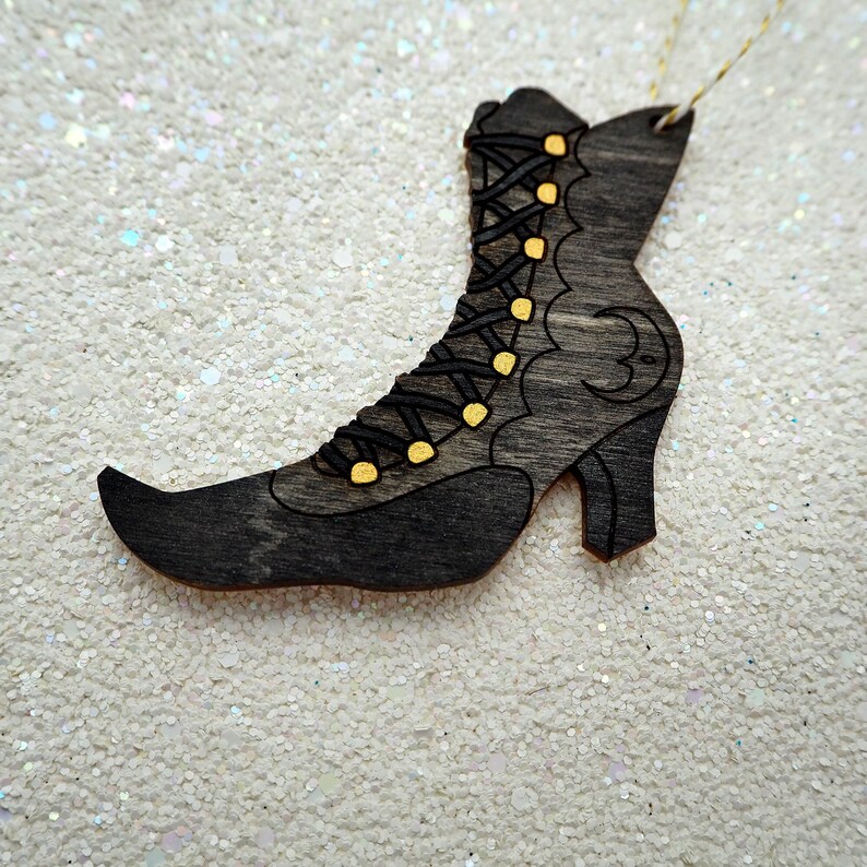 WITCH BOOT ornament / wall decor handmade ornament solstice gift queer art gifts for witches queer witch witch decor image 1