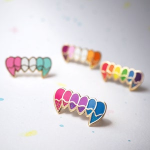 Lesbian fang pin, lesbian enamel pin, LGBTQ pride, lesbian flag, sapphic jewelry image 8