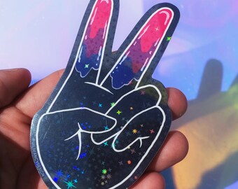 Adesivo com símbolo da paz e orgulho bissexual | Vinil holográfico LGBTQA+