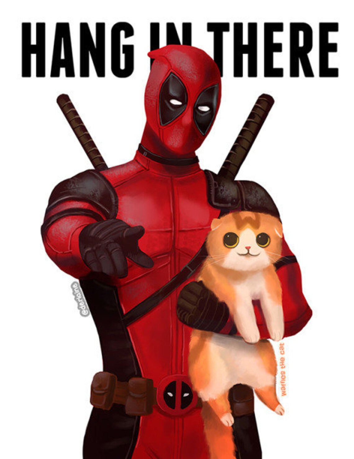 Deadpool Motivational Poster With Cute Cat Hang in There Etsy