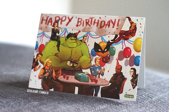 Supereroi Marvel Avengers Buon Compleanno Biglietto Di Auguri Etsy