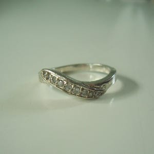 Vintage Natural Diamond Wave Band Style Ring in Sterling Silver