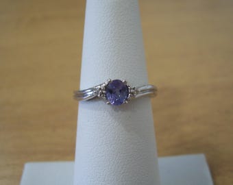Vintage Natural Tanzanite and Diamond Ring in White Gold