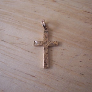 Dainty Vintage Etched Cross Pendant Charm