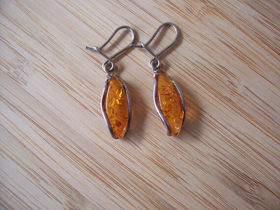 Vintage Large Amber Pendant and Earrings set in S… - image 8