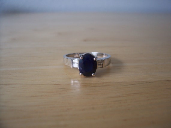 Vintage Natural Sapphire and Diamond Ring in 14kt… - image 3