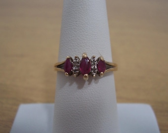Vintage Natural Ruby and Diamond Ring in Yellow Gold