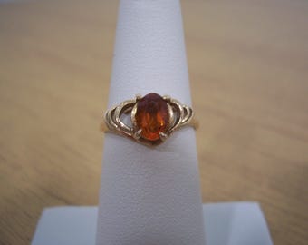 Vintage Natural Oval Citrine Ring in Yellow Gold
