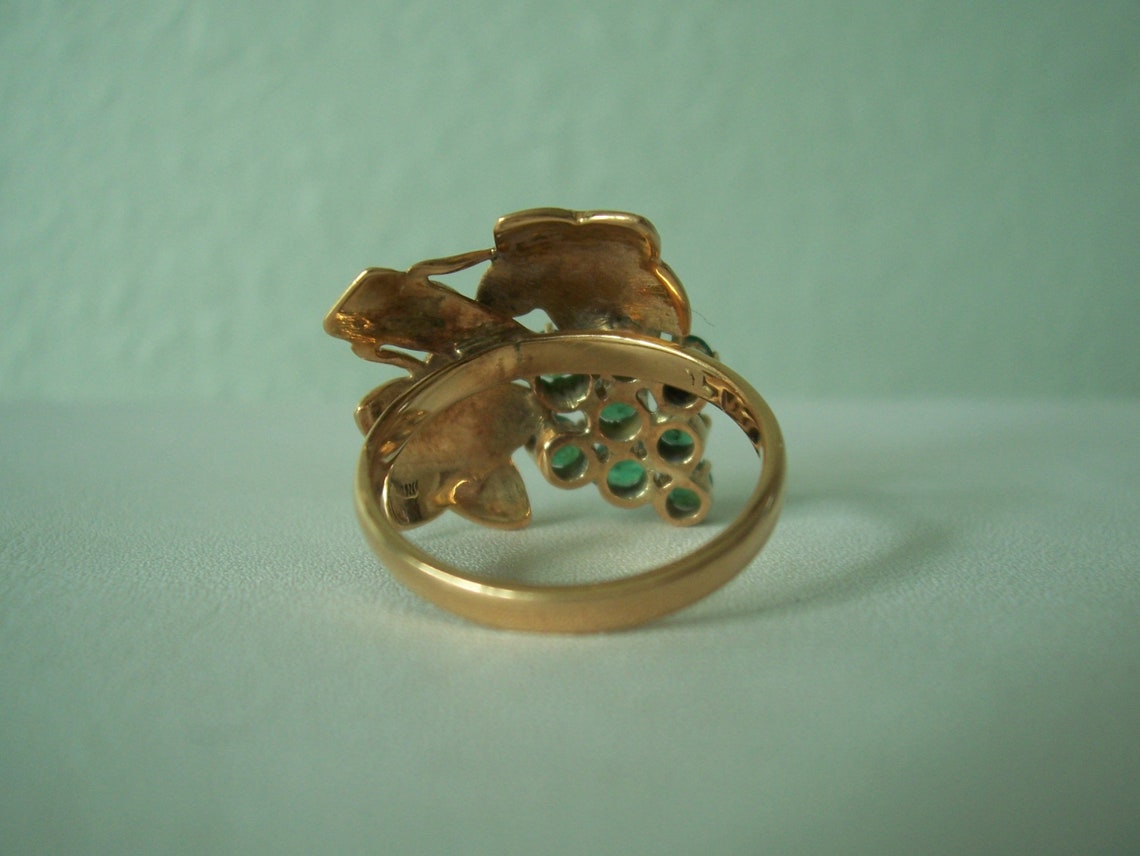 Beautiful Vintage Natural Emerald Grape Cluster Ring in 14kt | Etsy