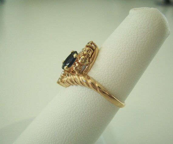 Vintage Natural Blue Sapphire and Diamond Ring in… - image 3