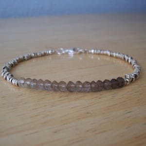 Handmade Ombre Style Natural Smoky Quartz and African Silver Beaded Bracelet