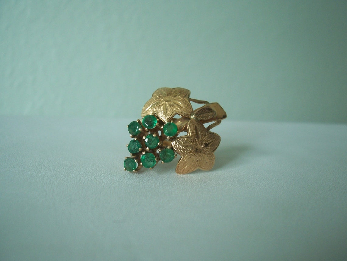 Beautiful Vintage Natural Emerald Grape Cluster Ring in 14kt | Etsy