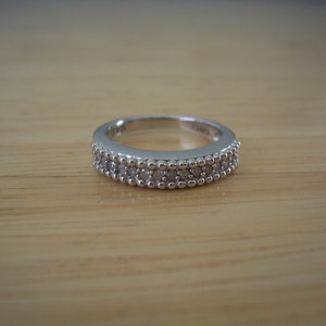 Vintage Natural Diamond Band Style Ring in Sterling Silver Wedding Engagement Promise Ring