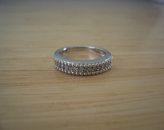 Vintage Natural Diamond Band Style Ring in Sterling Silver Wedding Engagement Promise Ring